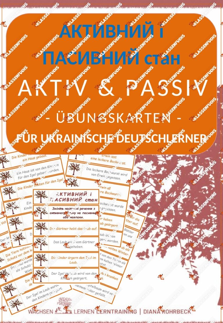 DaF / DaZ Ukrainisch: Aktiv und Passiv Herbst – Übungskarten